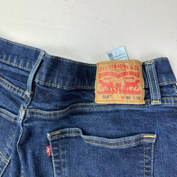 Levi's 514 Mens Jeans Size 36x32 Regular Straight Mid Rise Actual Size (34x32) - Picture 4 of 11